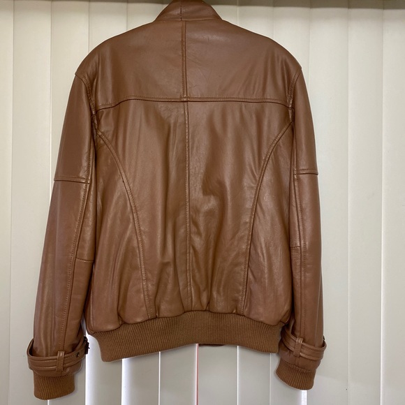 Mens Tan Leather Jacket - Picture 2 of 6